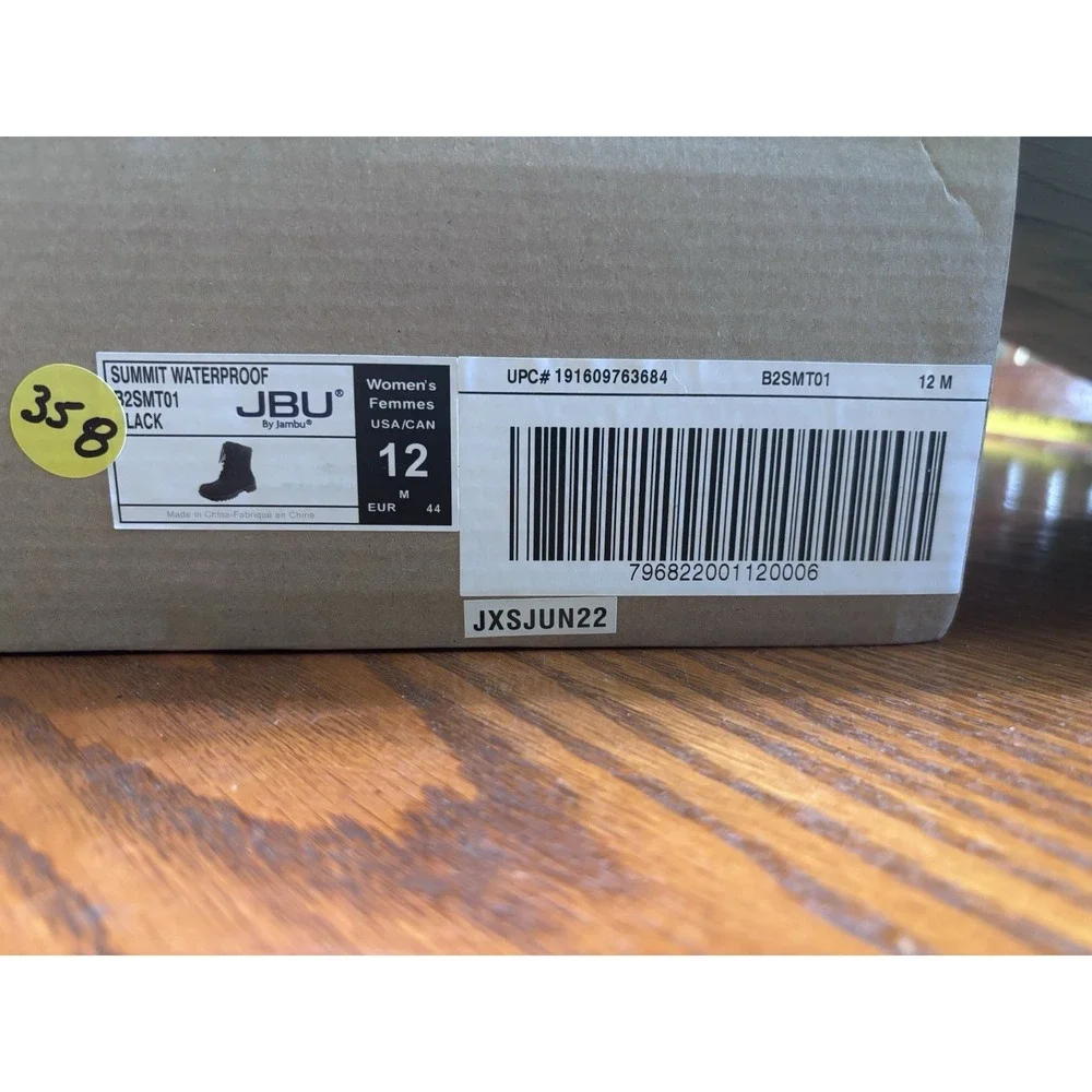 JBU by Jambu Summit Waterproof B2SMT01 Women's Winter Boots Black Size 12 US NIB